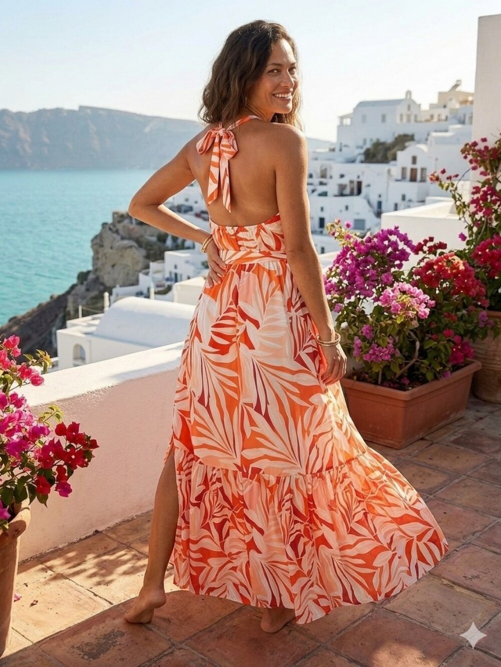 Ann Taylor Palm-Print Maxi Skirt in Orange, White and Pink - Picture 2 of 2